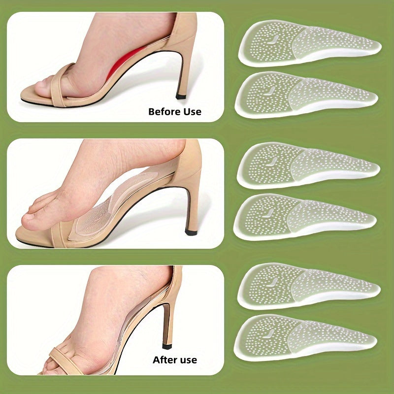 Comfortable Silicone Gel Insoles for High Heels – Arch Support & Cushioning (3 Pairs)