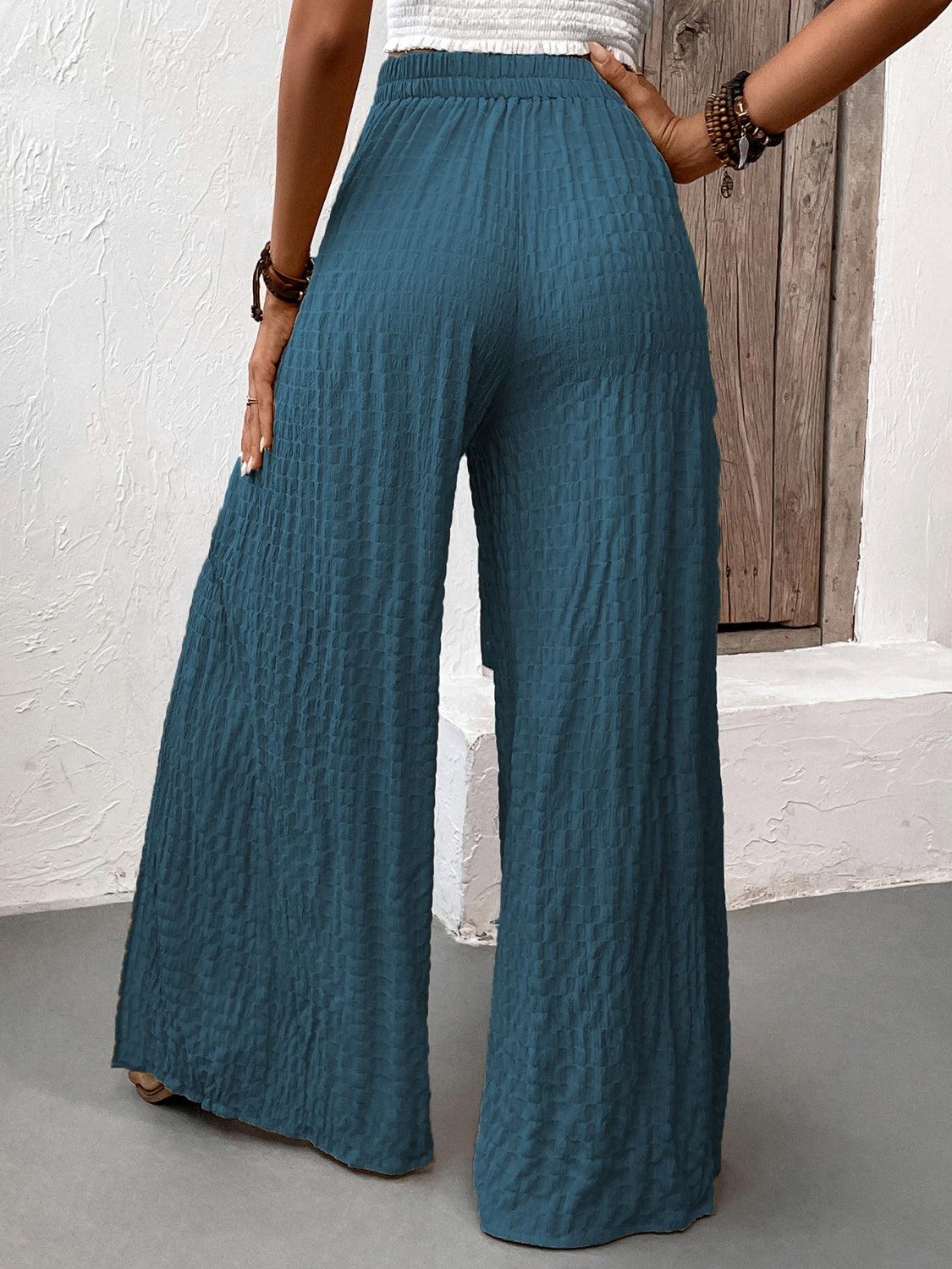 Honey Tied Slit Wide Leg Pants - The Nichole Collection