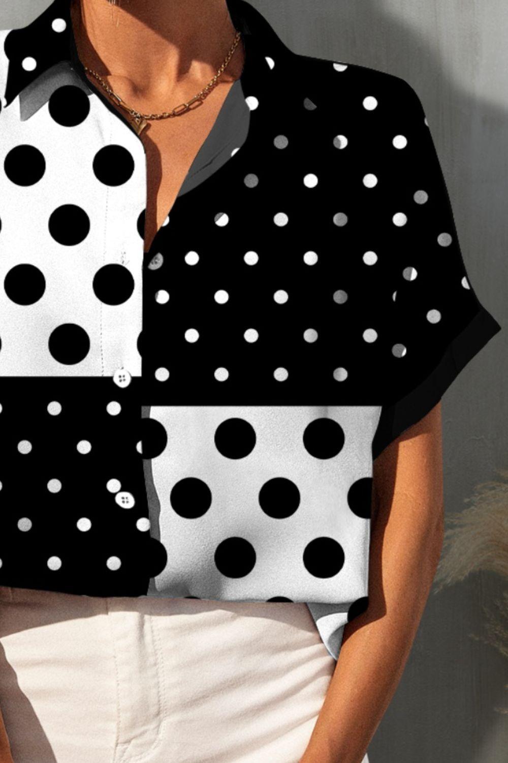 Women's Trending Polka Dot Short Sleeve Shirt - The Nichole Collection