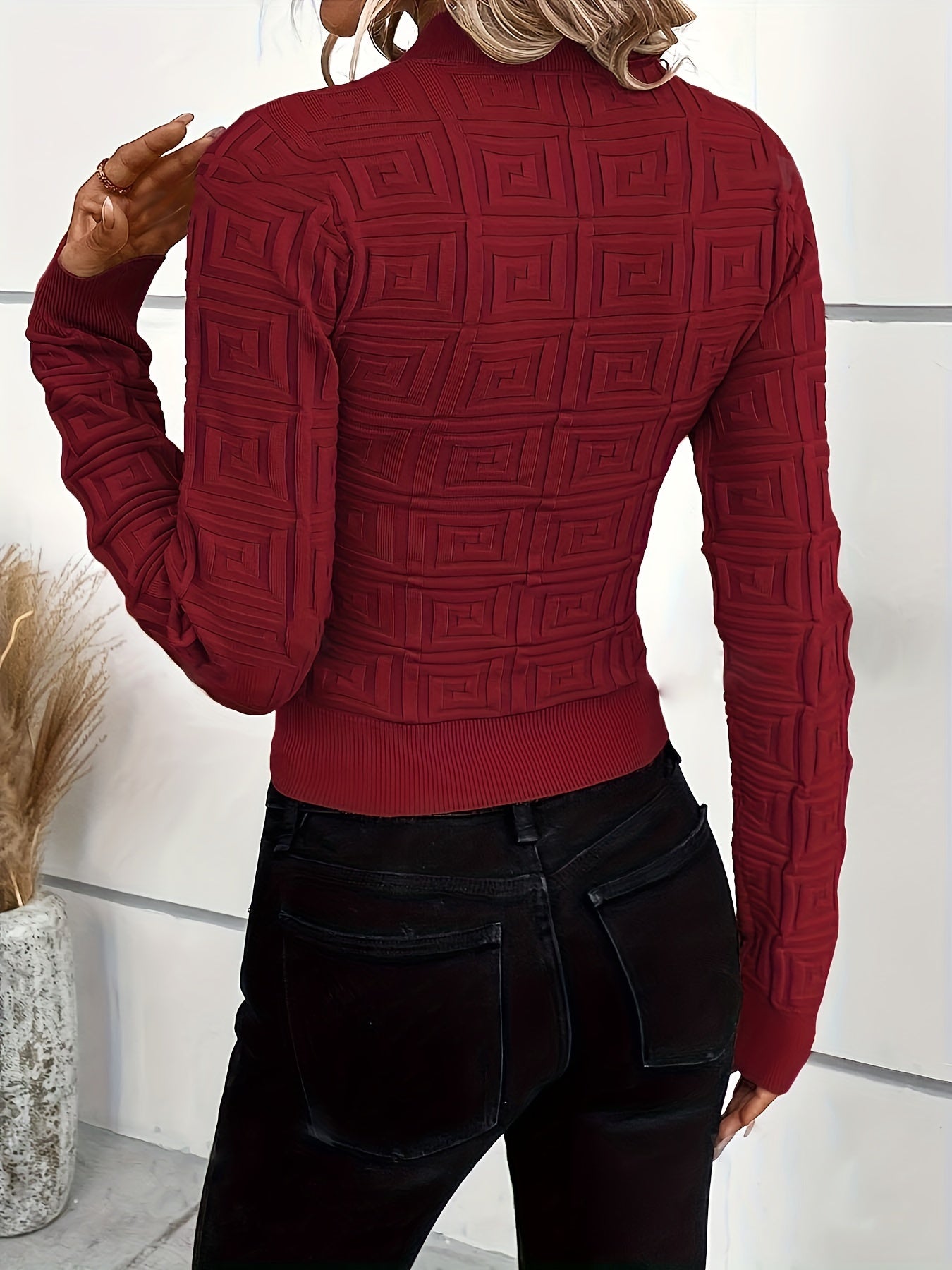 Slim Knitted Mock Neck Sweater