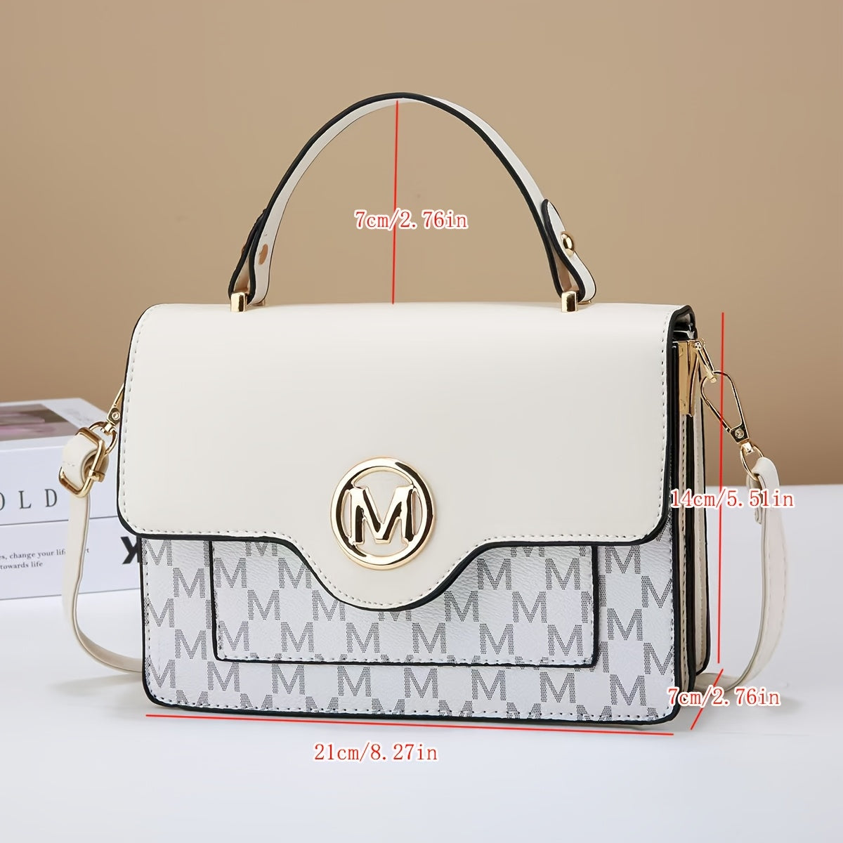 Letter "M" Chic Mini Crossbody Bag with Detachable Strap, and Magnetic Closure