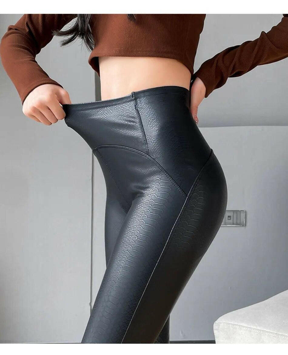 Ankle-Length Vegan Leather Leggings - The Nichole Collection