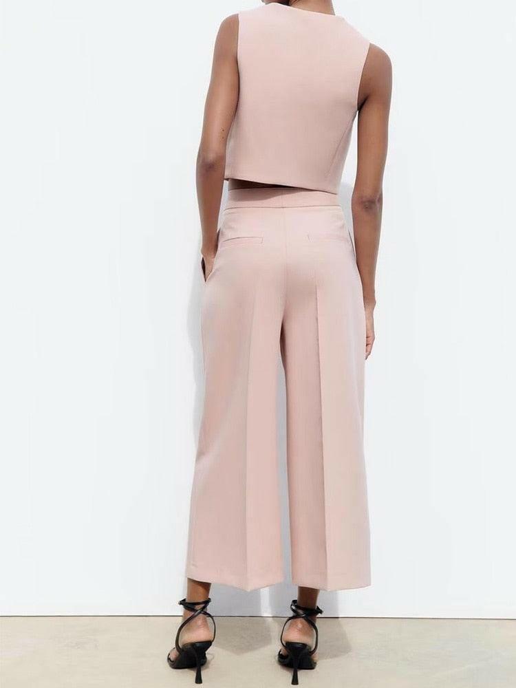 Women's 2 Piece Vest and Wide Leg Pants Set - The Nichole Collection