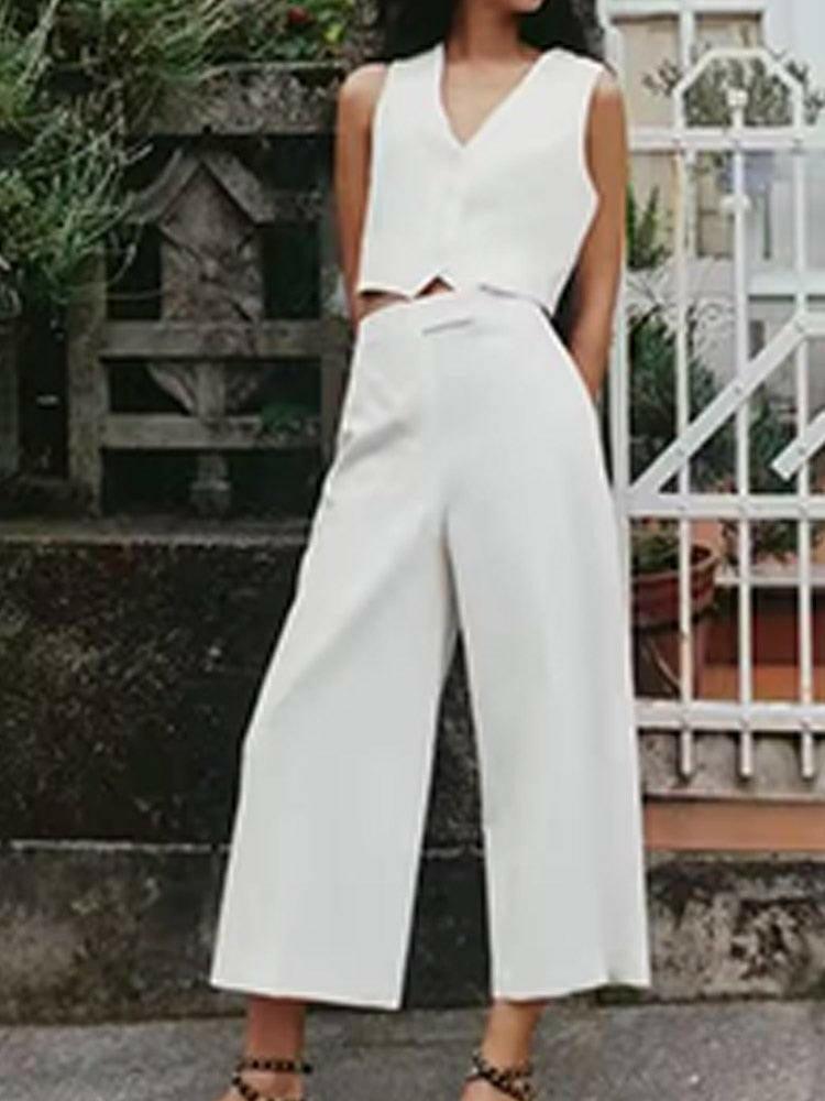 Women's 2 Piece Vest and Wide Leg Pants Set - The Nichole Collection