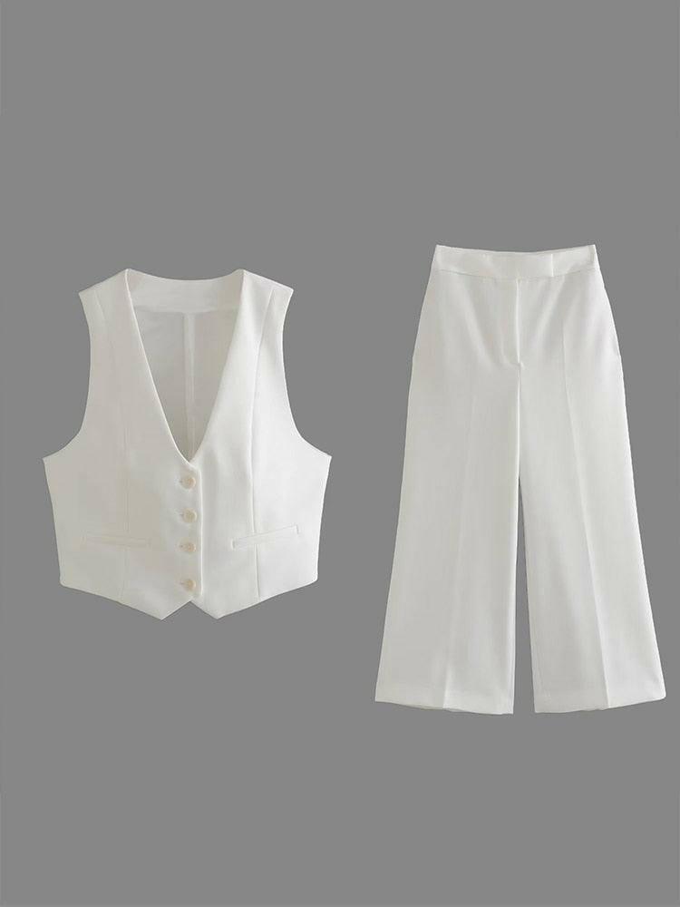 Women's 2 Piece Vest and Wide Leg Pants Set - The Nichole Collection