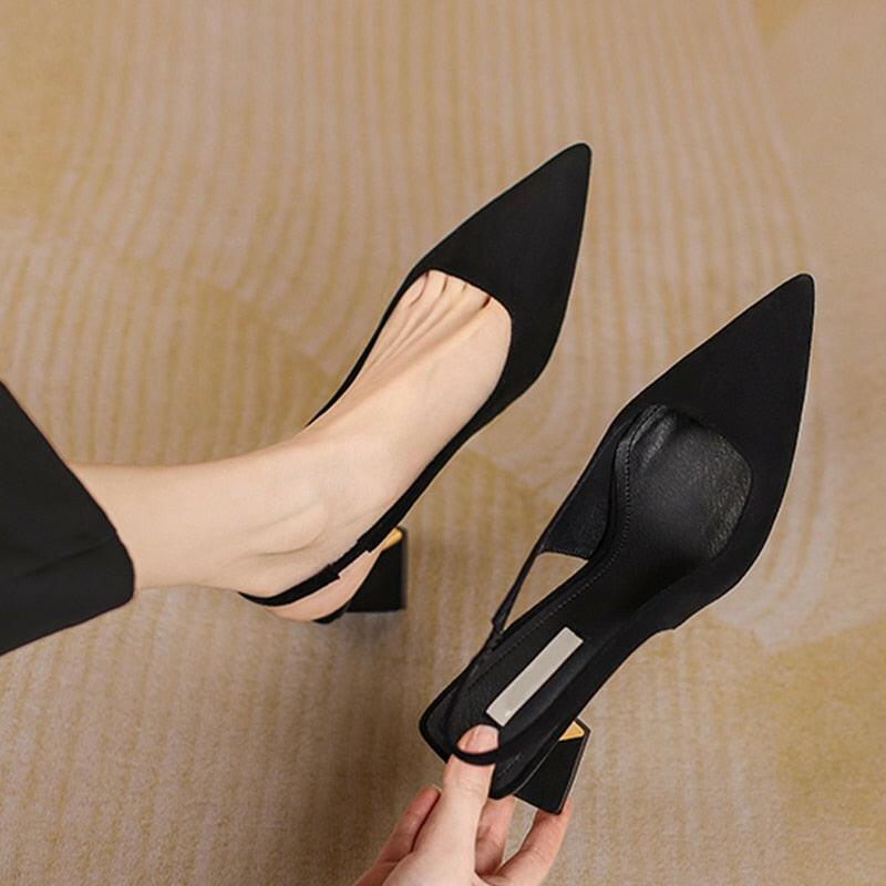 Black Sling Back High Heels Shoes - The Nichole Collection