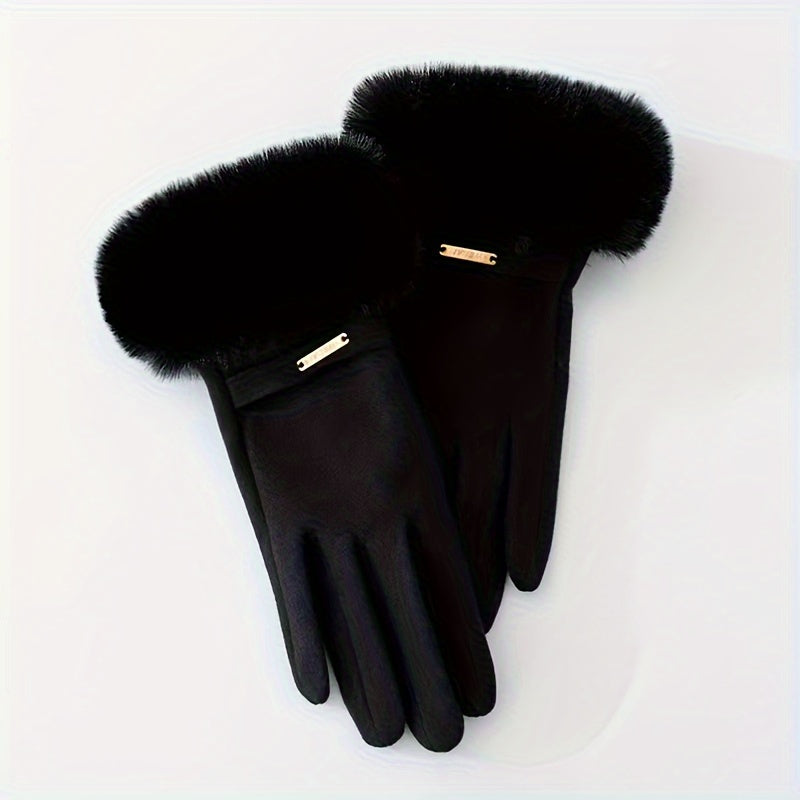 Warm & Cozy Touchscreen Winter Gloves for Women – Plush Cuff & Velvet Lining