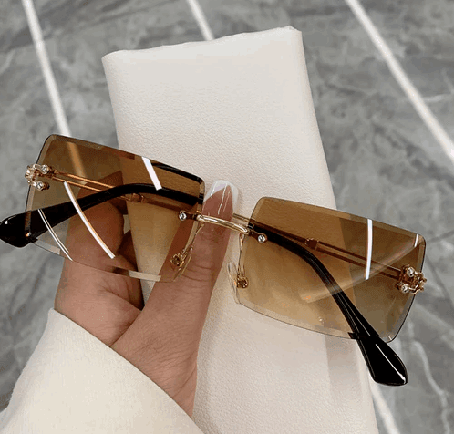 Bold Frameless Rectangle Sunglasses - The Nichole Collection