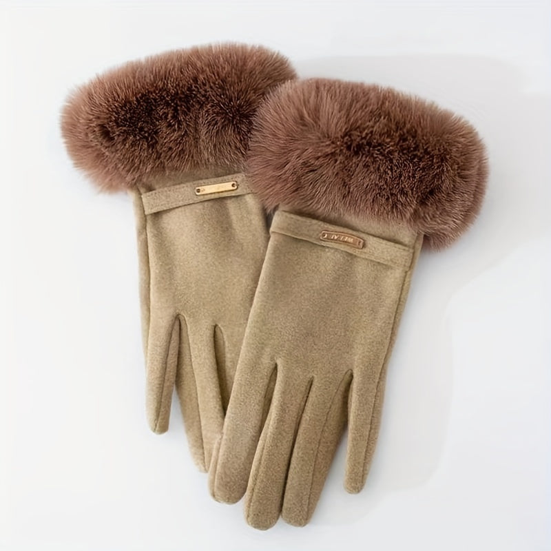 Warm & Cozy Touchscreen Winter Gloves for Women – Plush Cuff & Velvet Lining