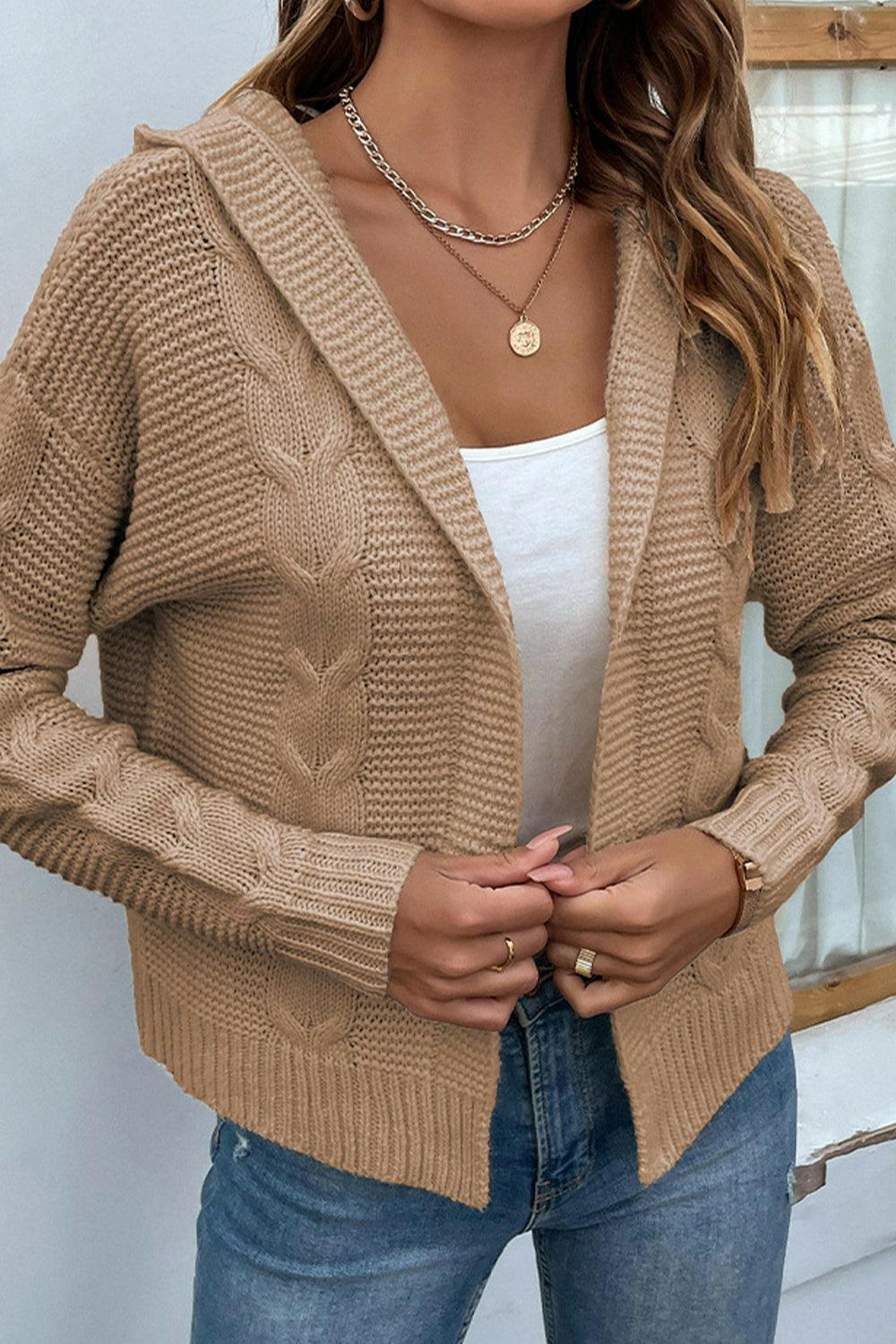 Cable Crush Hooded Cardigan - The Nichole Collection