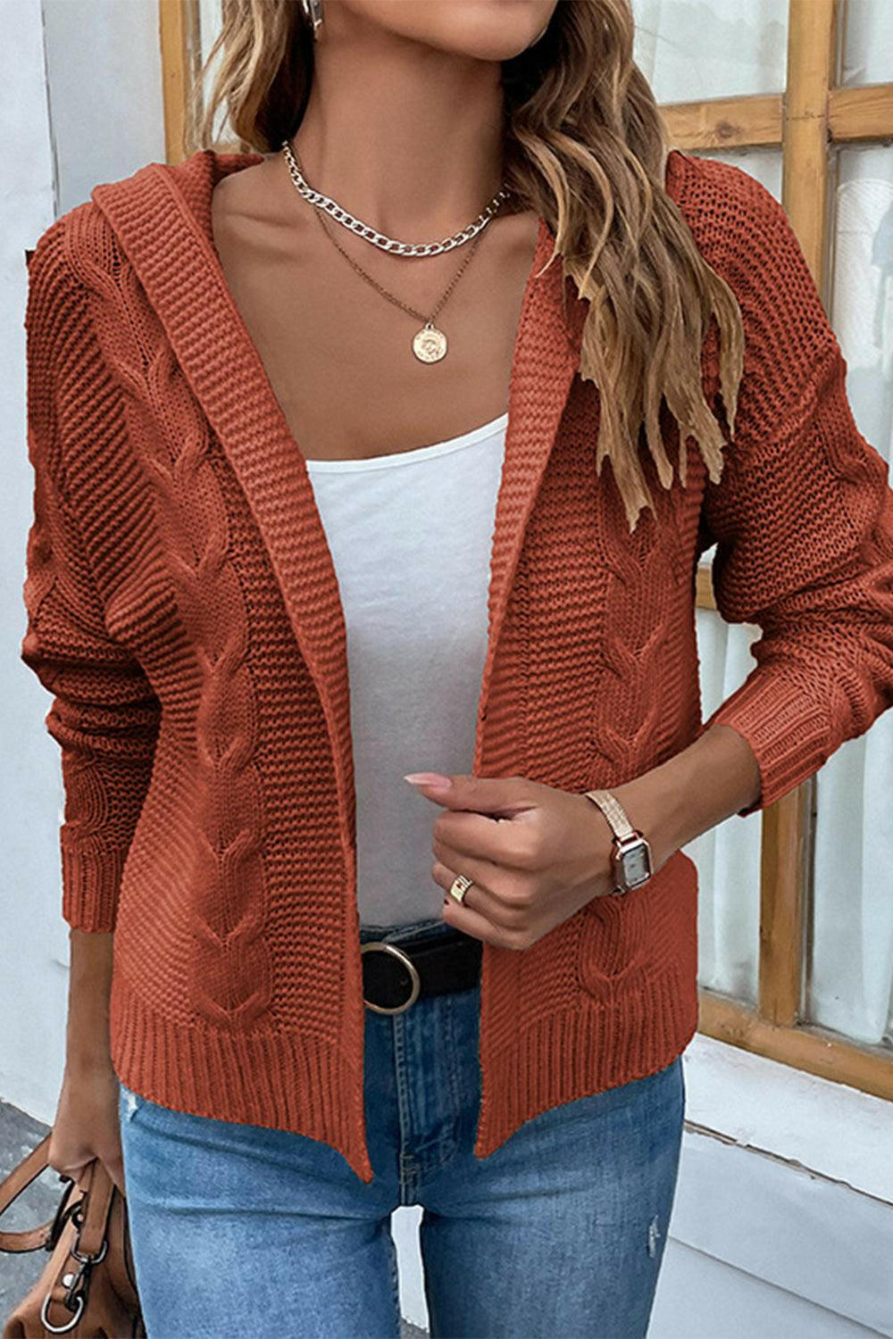 Cable Crush Hooded Cardigan - The Nichole Collection