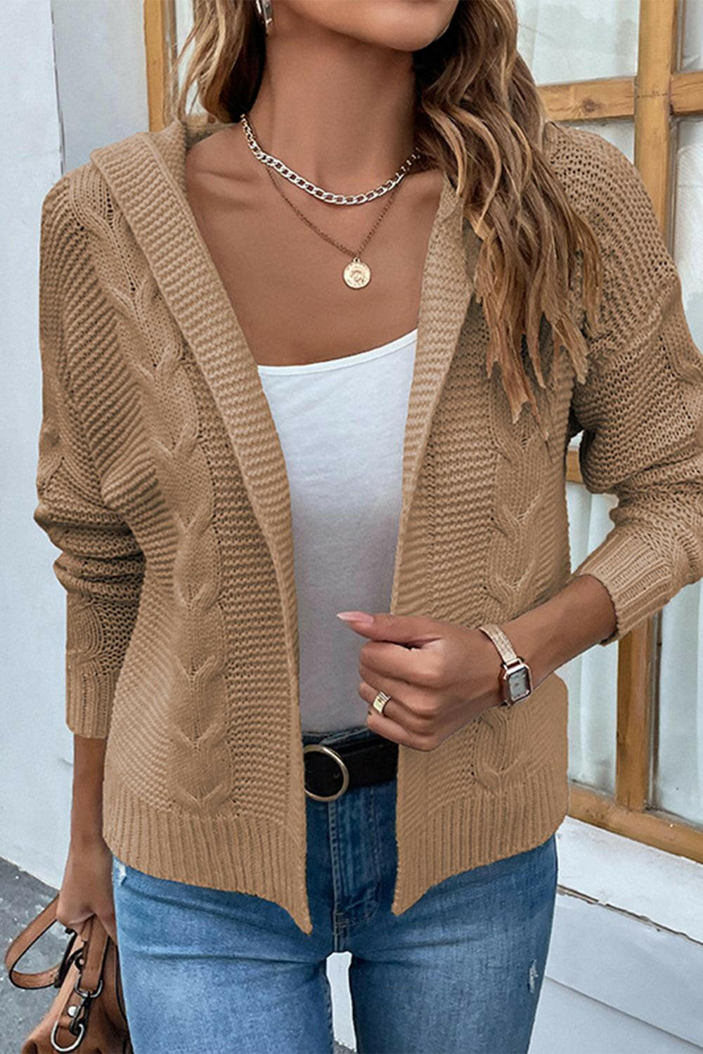 Cable Crush Hooded Cardigan - The Nichole Collection