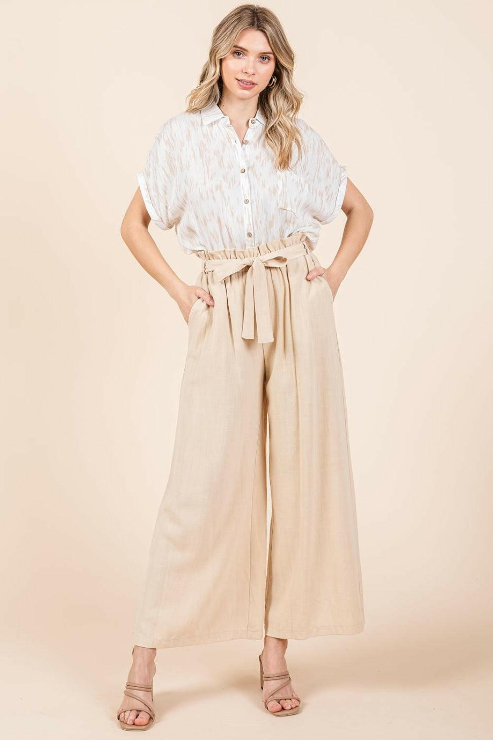 Chic High-Waist Tie-Front Wide Leg Pants - The Nichole Collection