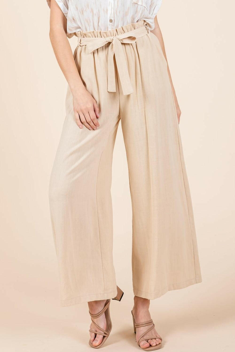 Chic High-Waist Tie-Front Wide Leg Pants - The Nichole Collection