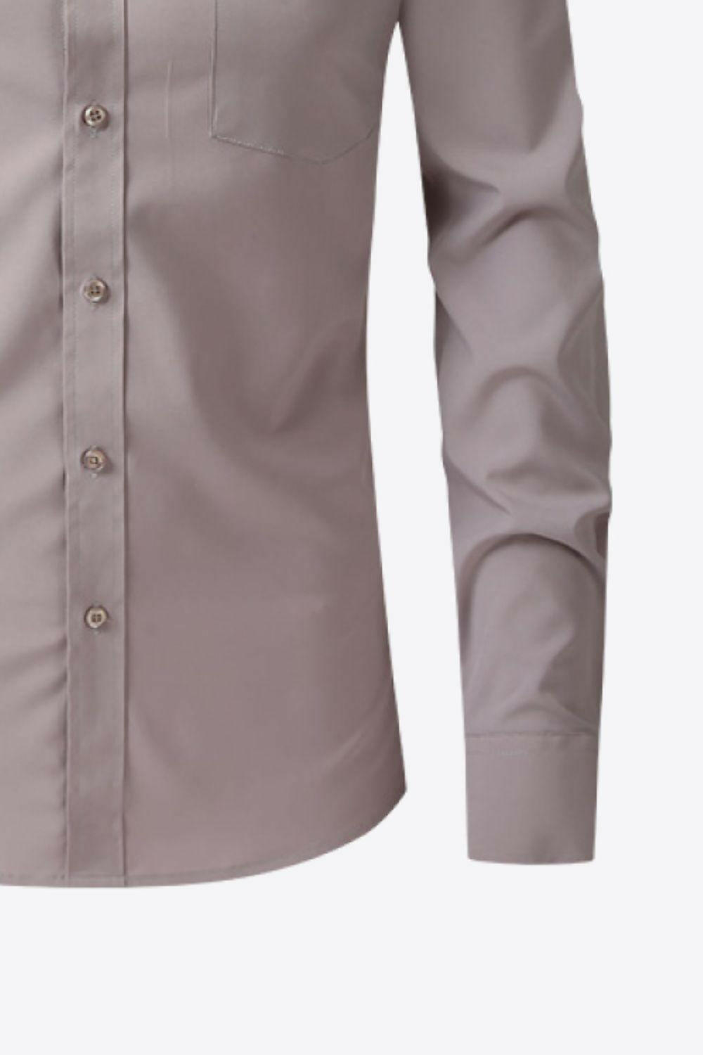 Classic Long Sleeve Collared Shirt with Pocket - The Nichole Collection