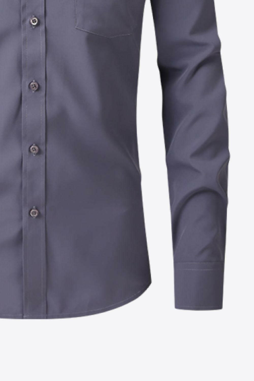 Classic Long Sleeve Collared Shirt with Pocket - The Nichole Collection