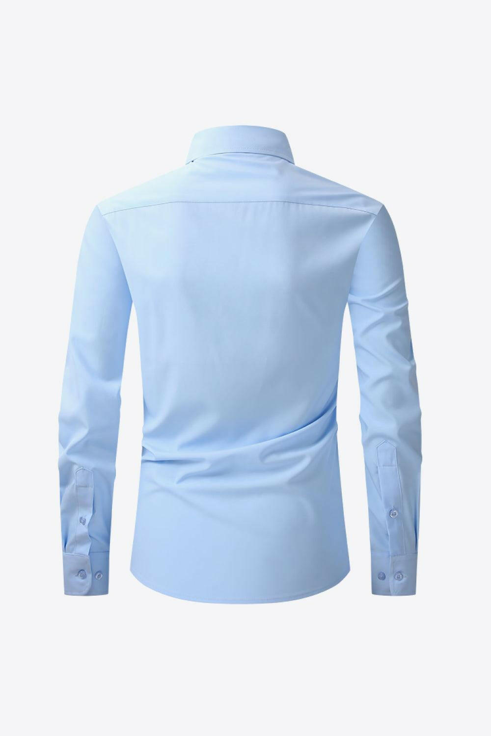 Classic Long Sleeve Collared Shirt with Pocket - The Nichole Collection