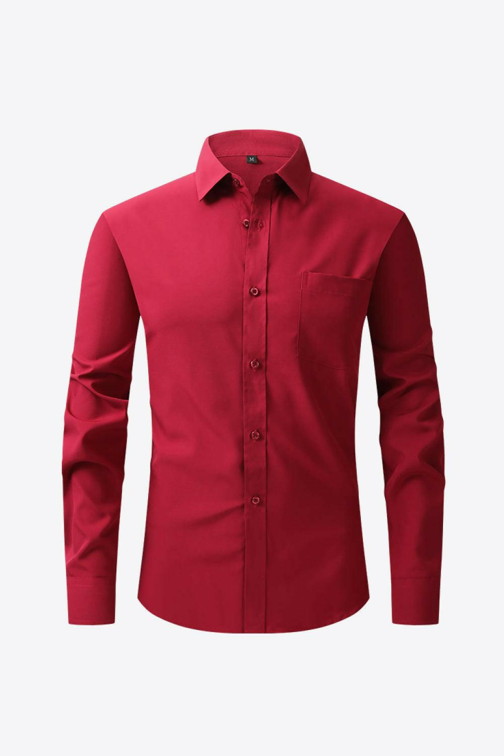 Classic Long Sleeve Collared Shirt with Pocket - The Nichole Collection