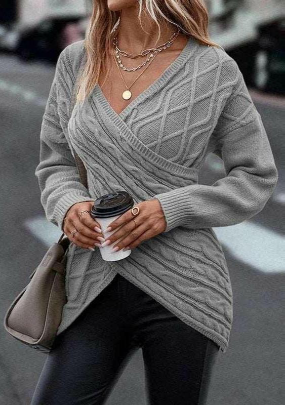 Criss-Cross V-Neck Sweater - The Nichole Collection