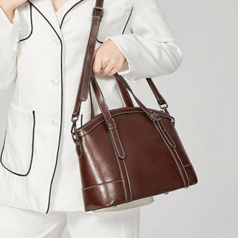 Genuine Leather Handbag with Cell Phone Pocket for Everyday - The Nichole Collection