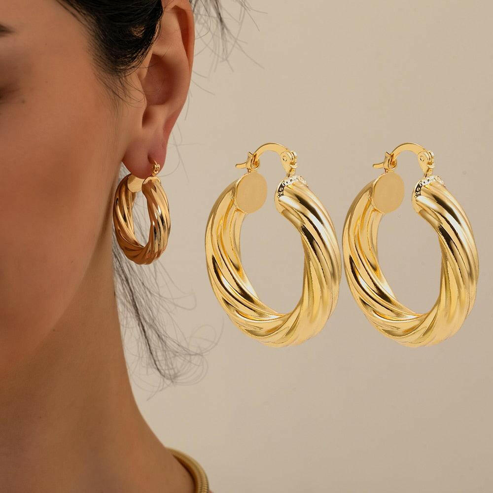 Geometric Twisted Hoop Earrings - The Nichole Collection