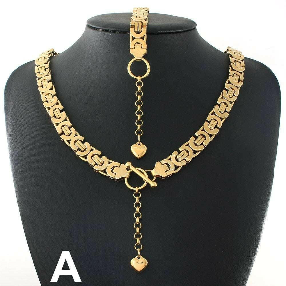 Gold Color Necklace and Bracelet Set - 316L Stainless Steel - The Nichole Collection