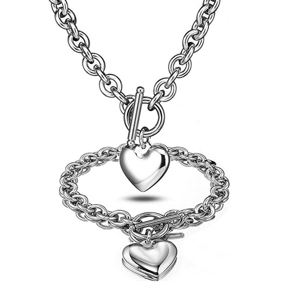 Heart Necklace & Bracelet Set - The Nichole Collection