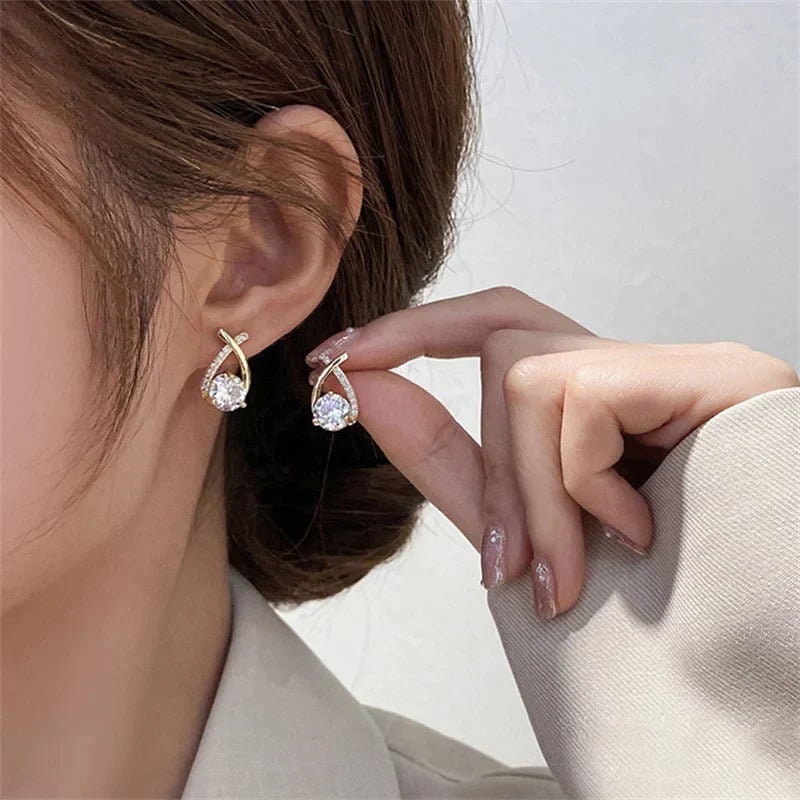 Crystal Cross Stud Earrings