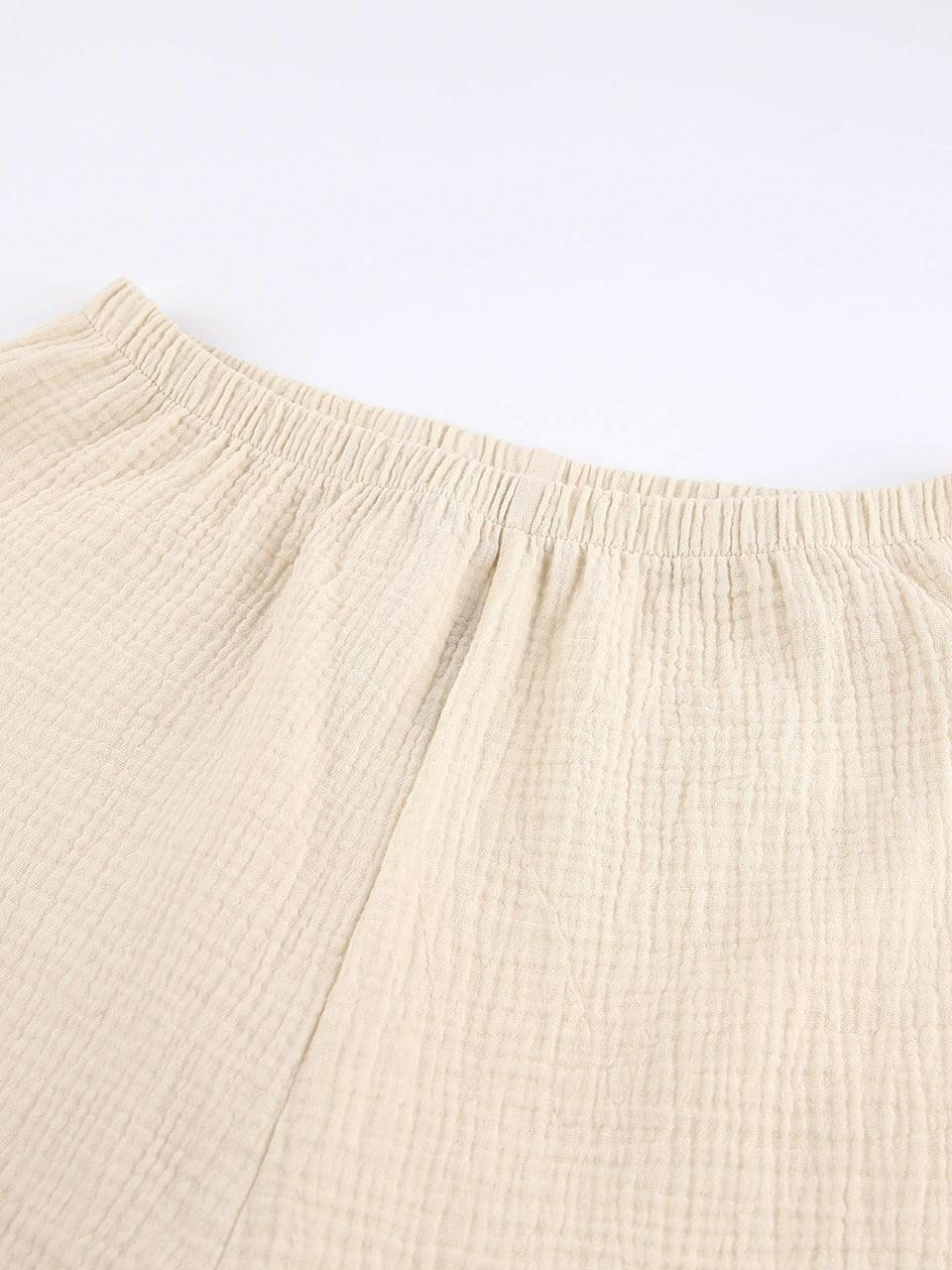 Khaki Pure Cotton Wide Leg Pants Set - The Nichole Collection