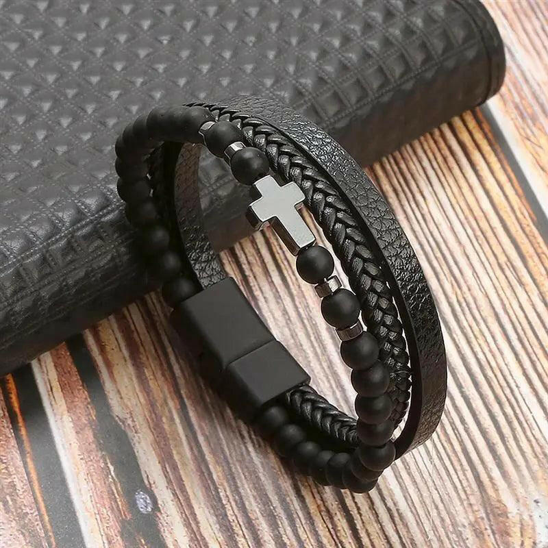 Luxury Hand-Woven Men’s Leather Bracelet - The Nichole Collection