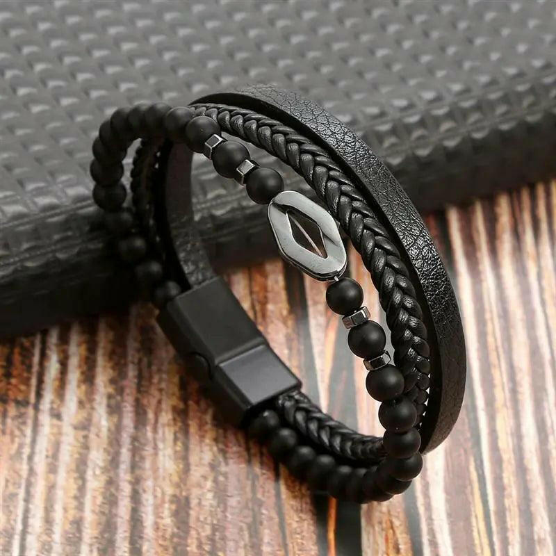 Luxury Hand-Woven Men’s Leather Bracelet - The Nichole Collection