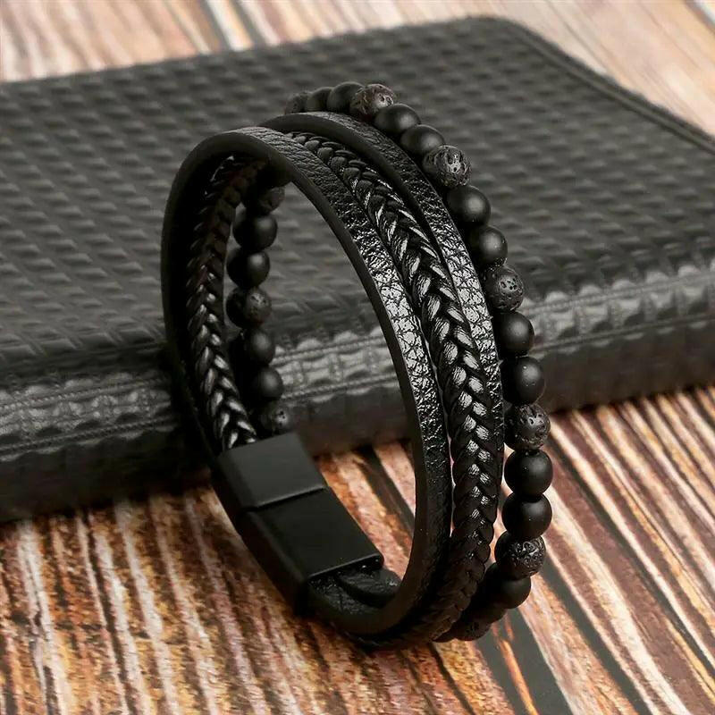 Luxury Hand-Woven Men’s Leather Bracelet - The Nichole Collection