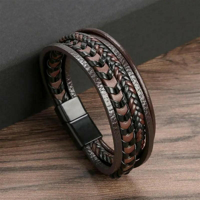 Luxury Hand-Woven Men’s Leather Bracelet - The Nichole Collection