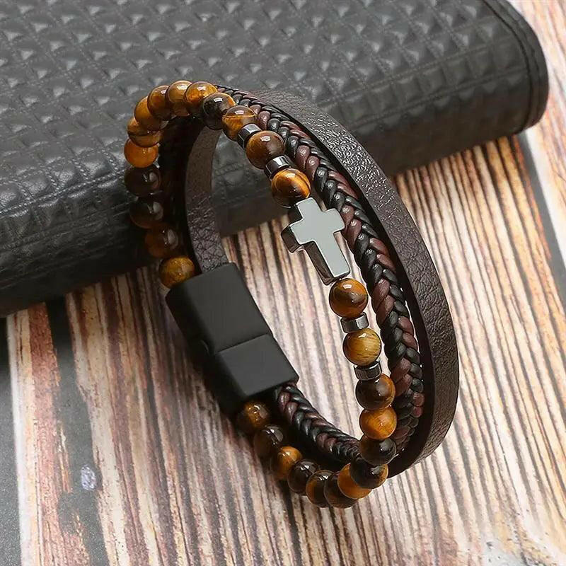 Luxury Hand-Woven Men’s Leather Bracelet - The Nichole Collection