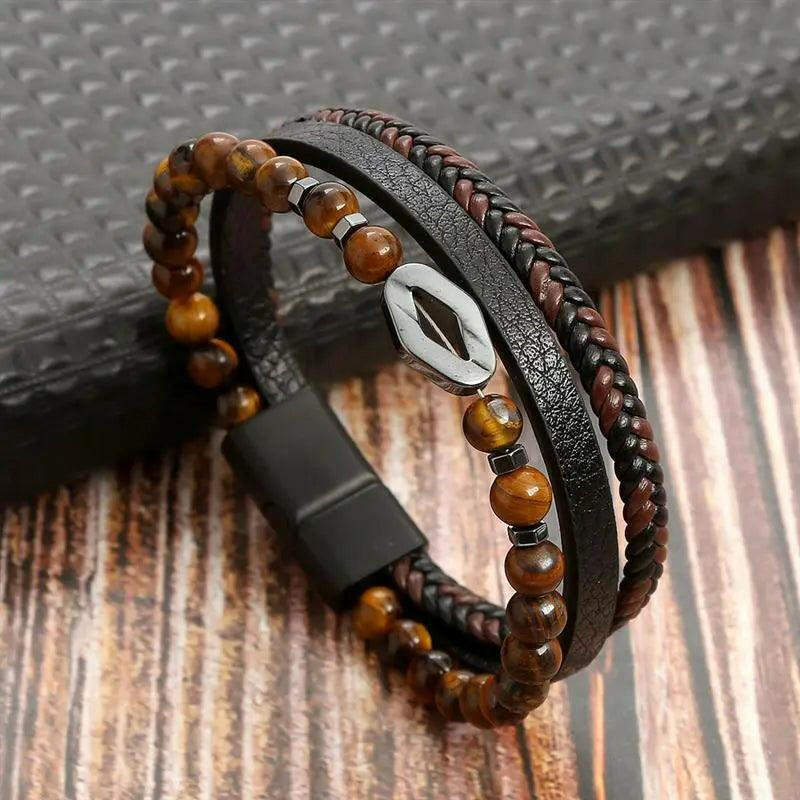 Luxury Hand-Woven Men’s Leather Bracelet - The Nichole Collection