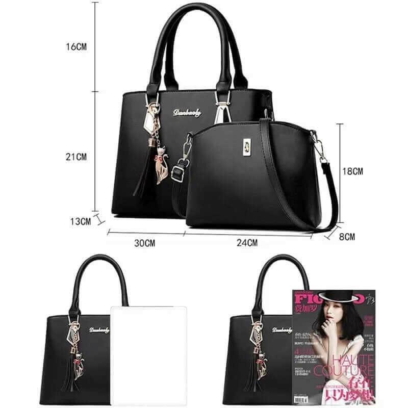 Melissa Leather Bag Set: Versatile Faux Leather Tote, Crossbody, Wristlet - The Nichole Collection