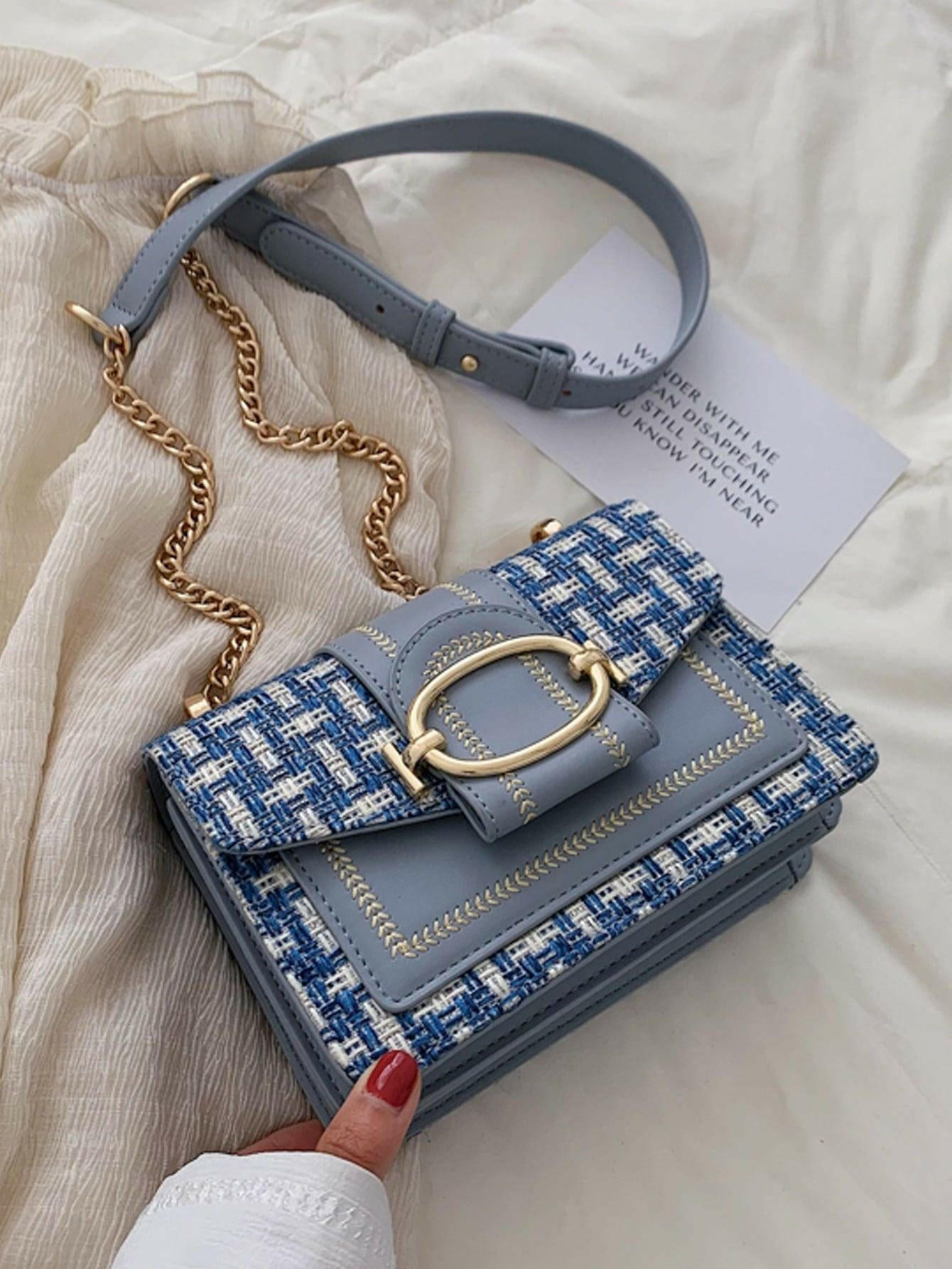 MOLLY Mini Handbag in Sophisticated Color Block Plaid Pattern - The Nichole Collection