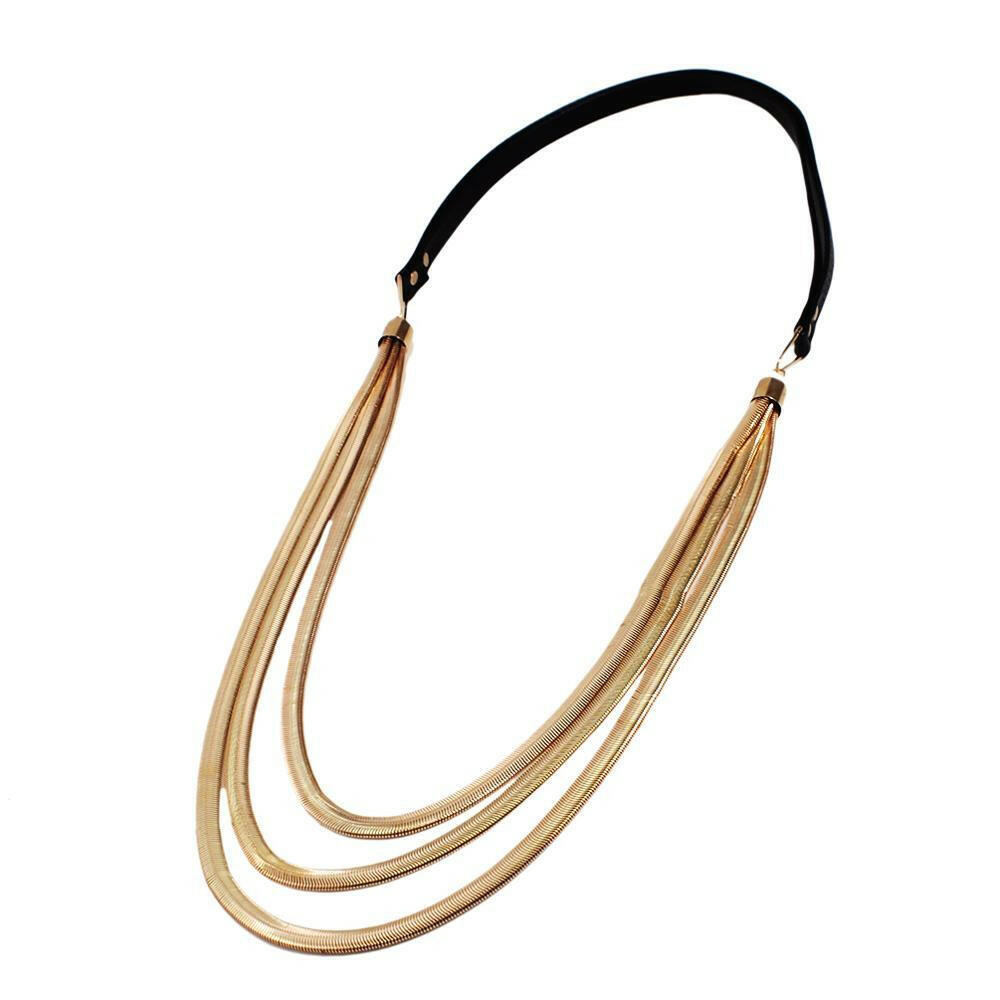 Multi-Layer Leather Snake Chain Necklace - The Nichole Collection