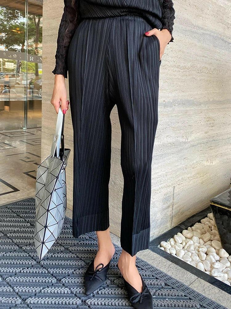 Tailored Pleated Suit with Medium Stretch - Classic & Chic - Clearance - The Nichole Collection