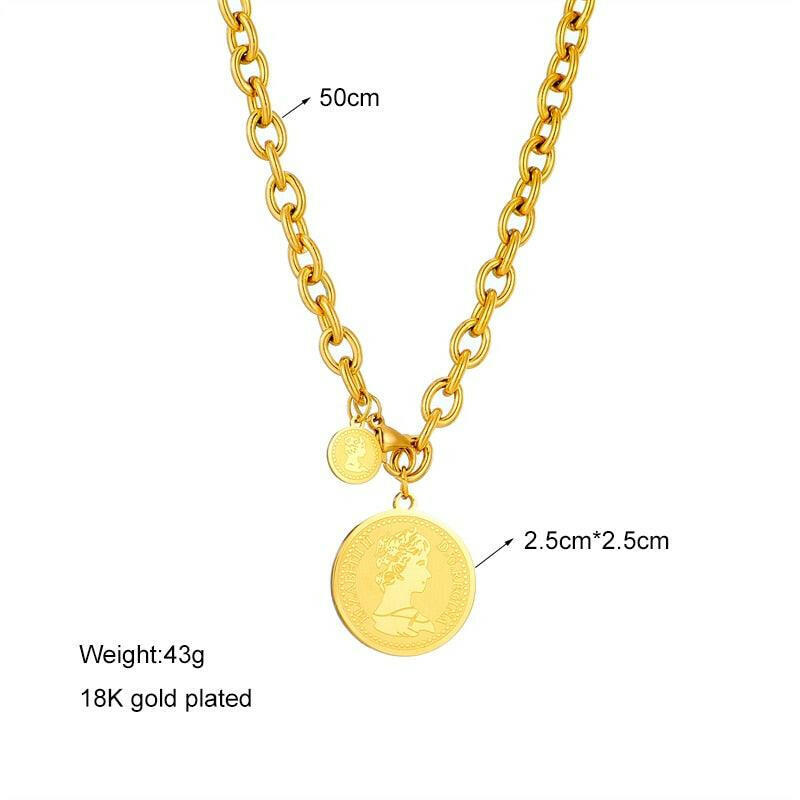 Classic Gold Round Portrait Necklace