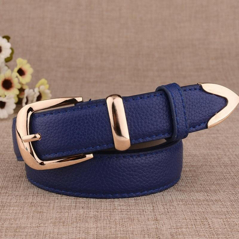 Stylish Genuine Leather Belt with Gold Buckle - The Nichole Collection