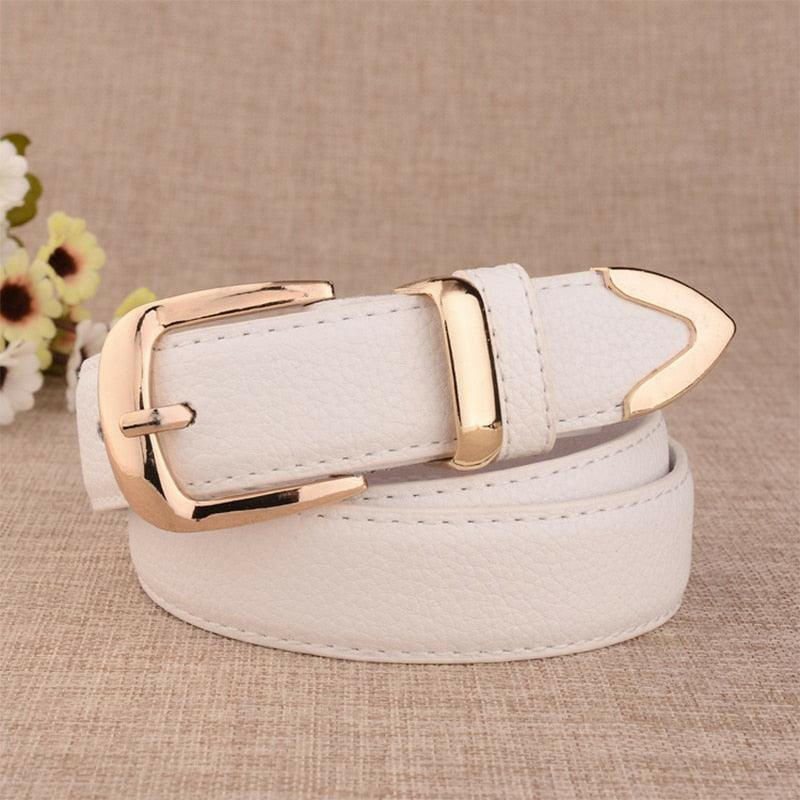 Stylish Genuine Leather Belt with Gold Buckle - The Nichole Collection