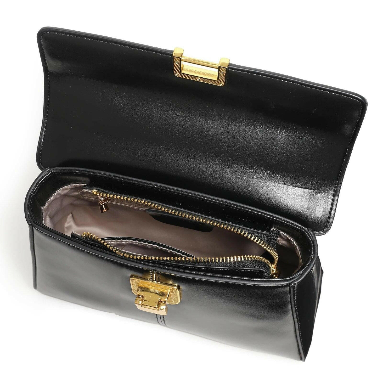 The Harper Genuine Leather Square Handbag with Zipper - The Nichole Collection